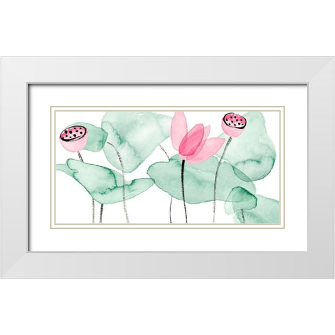 Lotus in Nature II White Modern Wood Framed Art Print with Double Matting by Wang, Melissa