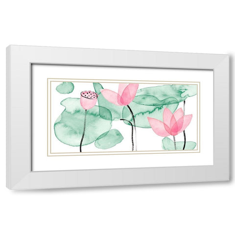 Lotus in Nature III White Modern Wood Framed Art Print with Double Matting by Wang, Melissa