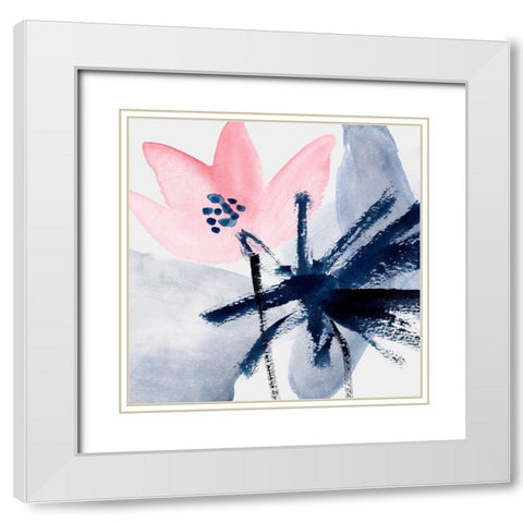 Pink Water Lilies IV White Modern Wood Framed Art Print with Double Matting by Wang, Melissa