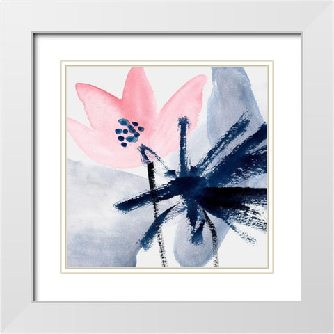 Pink Water Lilies IV White Modern Wood Framed Art Print with Double Matting by Wang, Melissa
