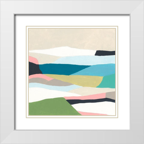 Layerscape I White Modern Wood Framed Art Print with Double Matting by Vess, June Erica