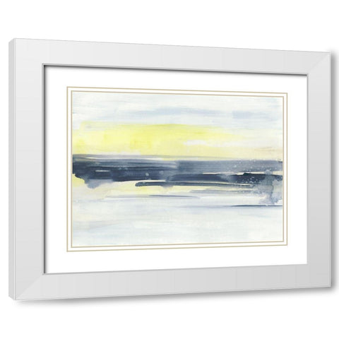 Citron Sea Horizon I White Modern Wood Framed Art Print with Double Matting by Vess, June Erica