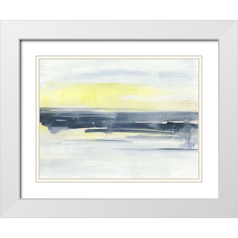 Citron Sea Horizon I White Modern Wood Framed Art Print with Double Matting by Vess, June Erica
