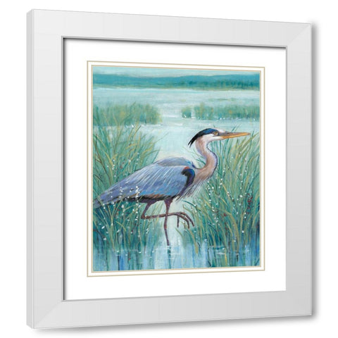 3-UP Wetland Heron I White Modern Wood Framed Art Print with Double Matting by OToole, Tim