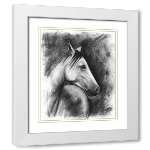 3-UP Charcoal Equestrian Portrait I White Modern Wood Framed Art Print with Double Matting by McCavitt, Naomi
