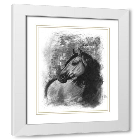 3-UP Charcoal Equestrian Portrait IV White Modern Wood Framed Art Print with Double Matting by McCavitt, Naomi