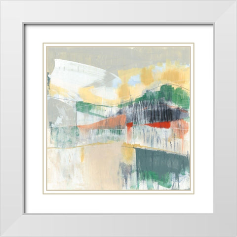 Abstracted Mountainscape II White Modern Wood Framed Art Print with Double Matting by Goldberger, Jennifer
