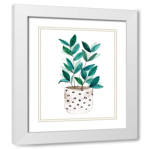 Plant in a Pot I White Modern Wood Framed Art Print with Double Matting by Wang, Melissa