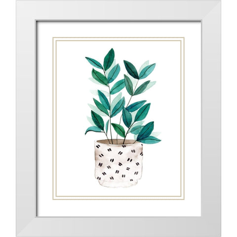 Plant in a Pot I White Modern Wood Framed Art Print with Double Matting by Wang, Melissa