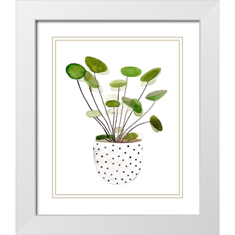 Plant in a Pot II White Modern Wood Framed Art Print with Double Matting by Wang, Melissa