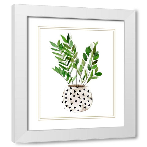 Plant in a Pot III White Modern Wood Framed Art Print with Double Matting by Wang, Melissa