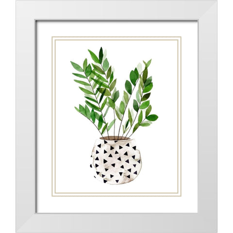 Plant in a Pot III White Modern Wood Framed Art Print with Double Matting by Wang, Melissa