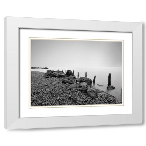 Black and White Water I White Modern Wood Framed Art Print with Double Matting by McLoughlin, James