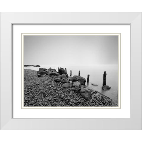 Black and White Water I White Modern Wood Framed Art Print with Double Matting by McLoughlin, James