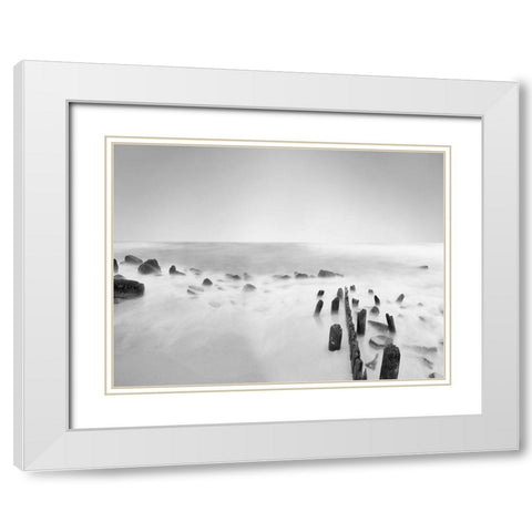 Black and White Water III White Modern Wood Framed Art Print with Double Matting by McLoughlin, James