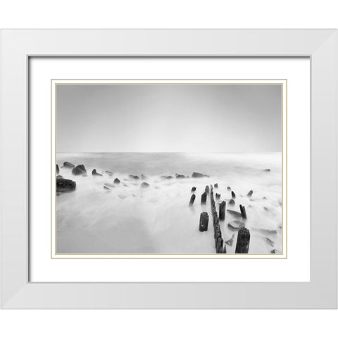 Black and White Water III White Modern Wood Framed Art Print with Double Matting by McLoughlin, James