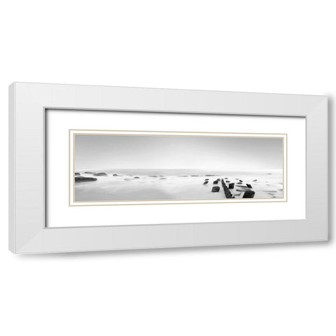 Black and White Water Panel III White Modern Wood Framed Art Print with Double Matting by McLoughlin, James