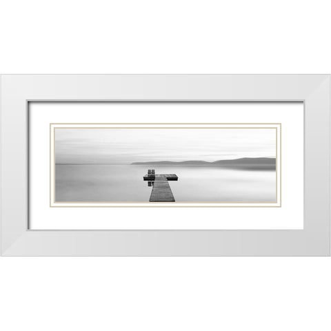Black and White Water Panel XII White Modern Wood Framed Art Print with Double Matting by McLoughlin, James