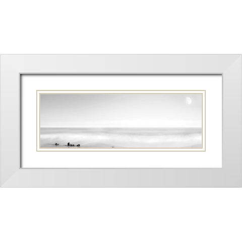 Black and White Water Panel XIV White Modern Wood Framed Art Print with Double Matting by McLoughlin, James