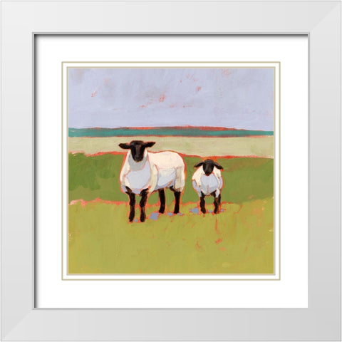 Suffolk Sheep I White Modern Wood Framed Art Print with Double Matting by Borges, Victoria