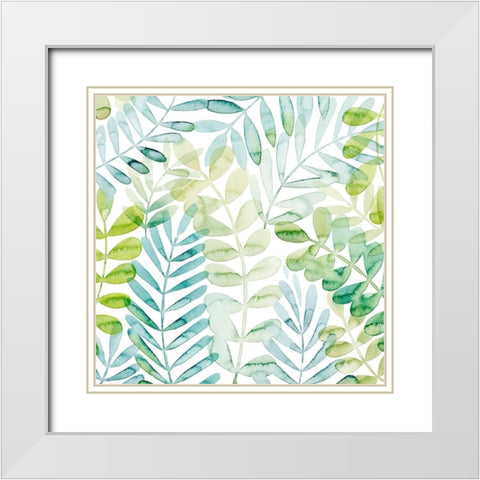 Custom Dancing Palms I White Modern Wood Framed Art Print with Double Matting by Popp, Grace