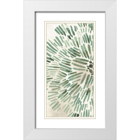 Green Flowerhead I White Modern Wood Framed Art Print with Double Matting by Vess, June Erica