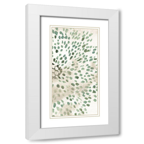 Green Flowerhead II White Modern Wood Framed Art Print with Double Matting by Vess, June Erica