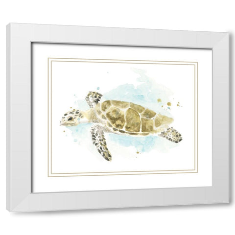 Watercolor Sea Turtle Study II White Modern Wood Framed Art Print with Double Matting by Vess, June Erica