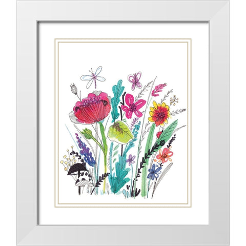 Free Floral III White Modern Wood Framed Art Print with Double Matting by Hernandez, Larisa