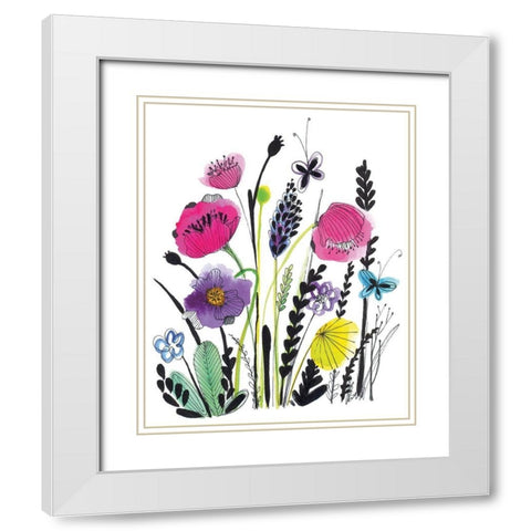Free Floral IV White Modern Wood Framed Art Print with Double Matting by Hernandez, Larisa