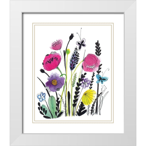 Free Floral IV White Modern Wood Framed Art Print with Double Matting by Hernandez, Larisa