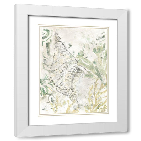 Verdant Shell Fresco II White Modern Wood Framed Art Print with Double Matting by Vess, June Erica