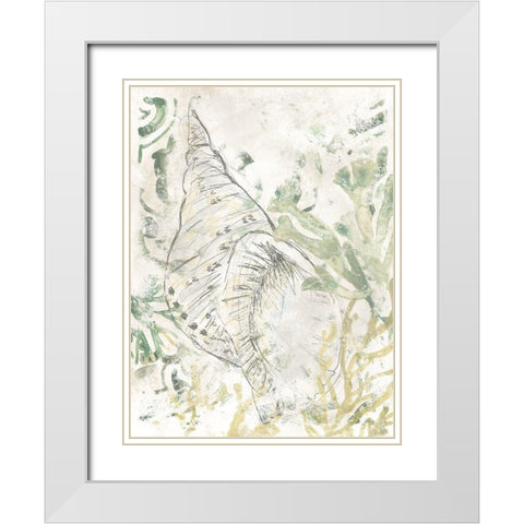 Verdant Shell Fresco II White Modern Wood Framed Art Print with Double Matting by Vess, June Erica