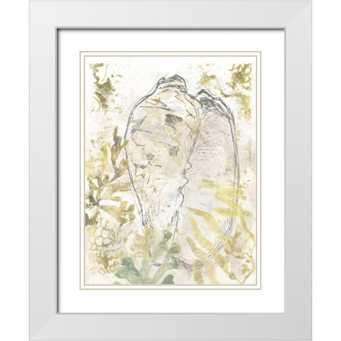 Verdant Shell Fresco IV White Modern Wood Framed Art Print with Double Matting by Vess, June Erica