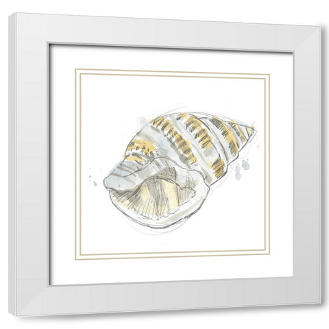Citron Shell Sketch I White Modern Wood Framed Art Print with Double Matting by Vess, June Erica