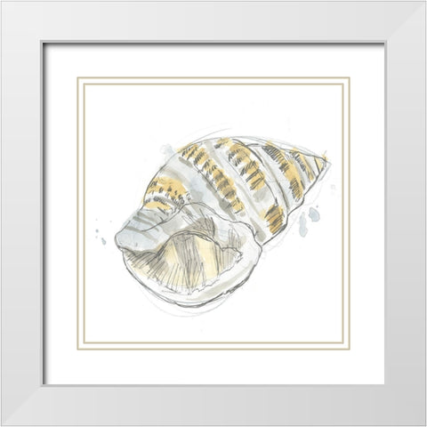 Citron Shell Sketch I White Modern Wood Framed Art Print with Double Matting by Vess, June Erica