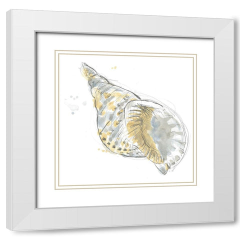 Citron Shell Sketch II White Modern Wood Framed Art Print with Double Matting by Vess, June Erica