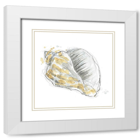 Citron Shell Sketch III White Modern Wood Framed Art Print with Double Matting by Vess, June Erica