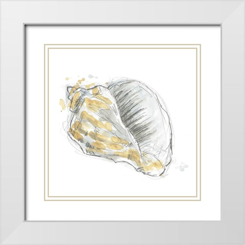 Citron Shell Sketch III White Modern Wood Framed Art Print with Double Matting by Vess, June Erica