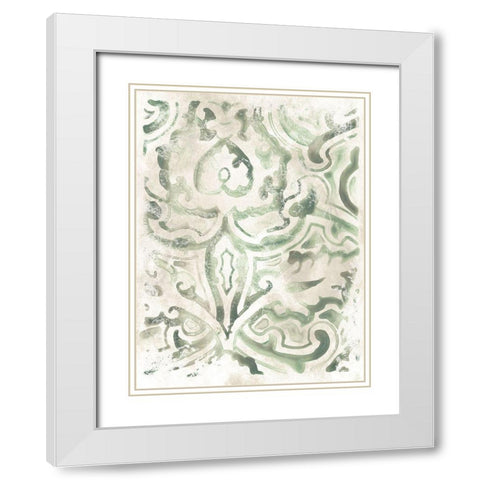 Ancient Tile III White Modern Wood Framed Art Print with Double Matting by Vess, June Erica