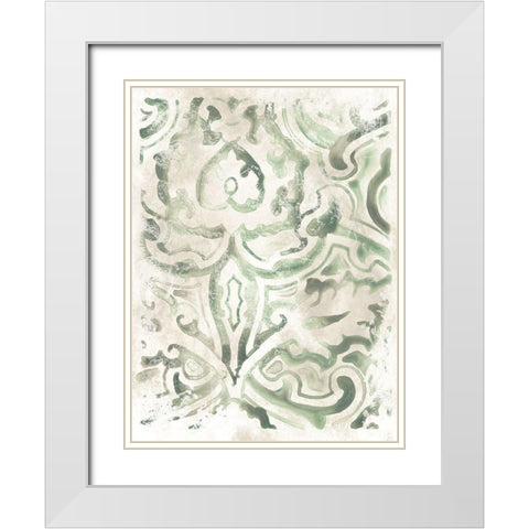 Ancient Tile III White Modern Wood Framed Art Print with Double Matting by Vess, June Erica