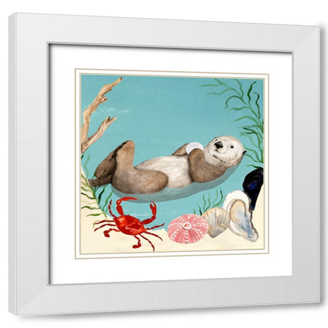 Otters Paradise I White Modern Wood Framed Art Print with Double Matting by Borges, Victoria