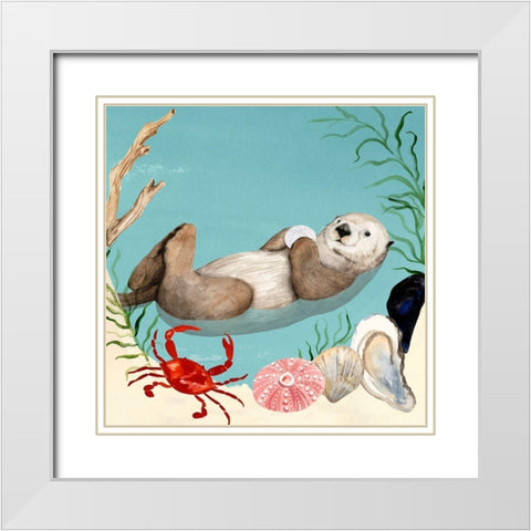 Otters Paradise I White Modern Wood Framed Art Print with Double Matting by Borges, Victoria