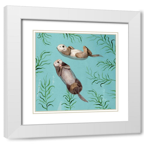 Otters Paradise IV White Modern Wood Framed Art Print with Double Matting by Borges, Victoria