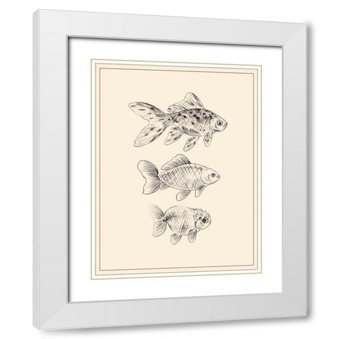 Goldfish I White Modern Wood Framed Art Print with Double Matting by Wang, Melissa