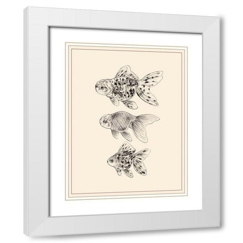 Goldfish II White Modern Wood Framed Art Print with Double Matting by Wang, Melissa