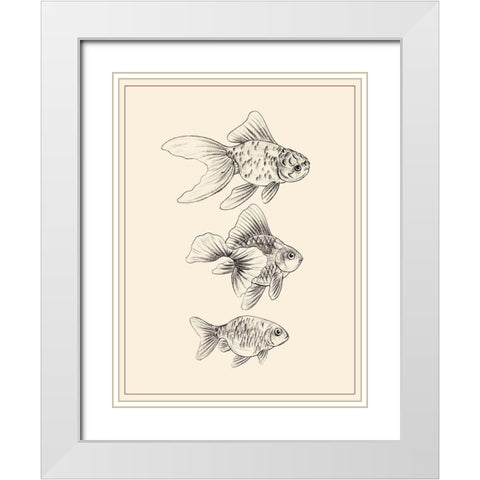 Goldfish III White Modern Wood Framed Art Print with Double Matting by Wang, Melissa