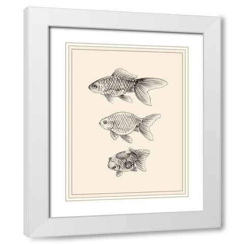 Goldfish IV White Modern Wood Framed Art Print with Double Matting by Wang, Melissa