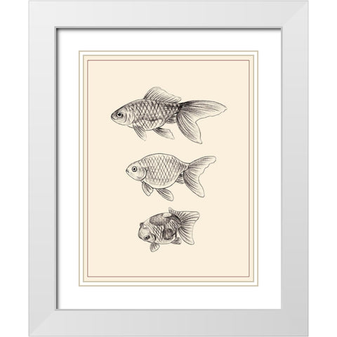 Goldfish IV White Modern Wood Framed Art Print with Double Matting by Wang, Melissa