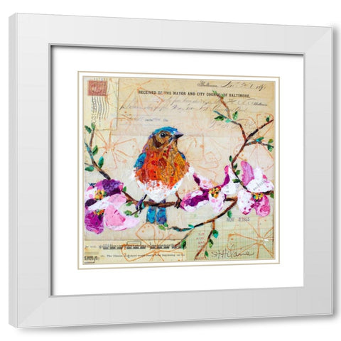 Happy Bird V White Modern Wood Framed Art Print with Double Matting by St. Hilaire, Elizabeth
